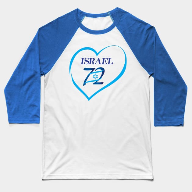 Happy Israel Independence Day Blue Star Baseball T-Shirt by sofiartmedia